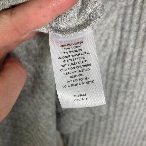 NEW Nordstrom Oversized Waffle Knit Snap Henley Long Sleeve Heather Grey Size XS - Picture 10 of 13